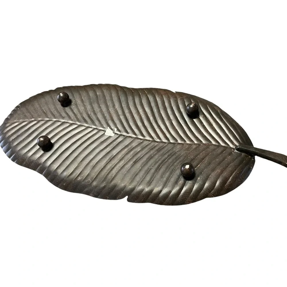Banana Leaf Metal Candle Tray Partylite Island Escape P8411 Footed‎ Bronze Color